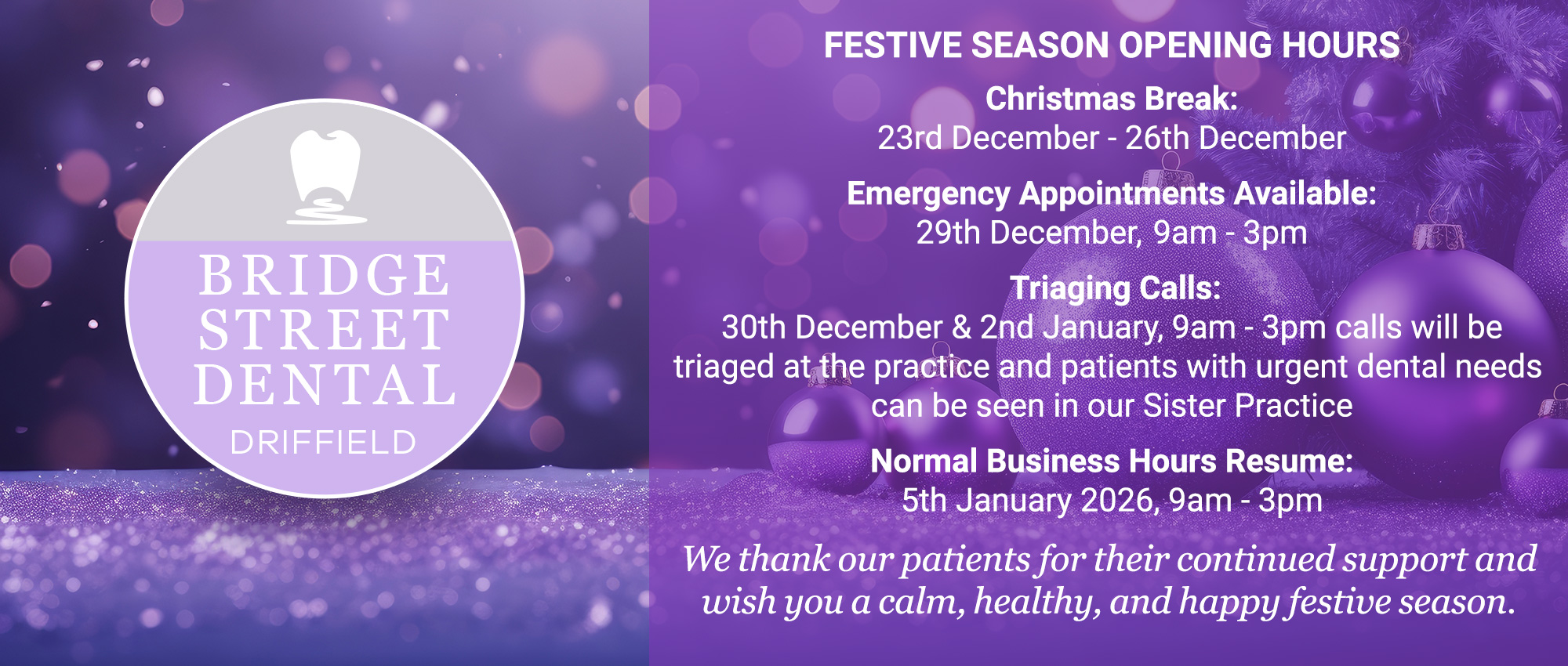 Christmas Opening Hours